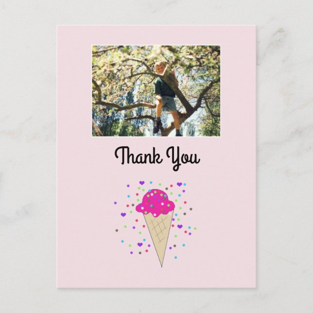 Ice Cream Photo Thank You Postcard (Front)
