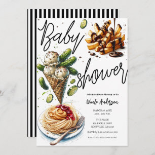 Ice Cream & Pickles Weird Cravings Baby Shower Invitation