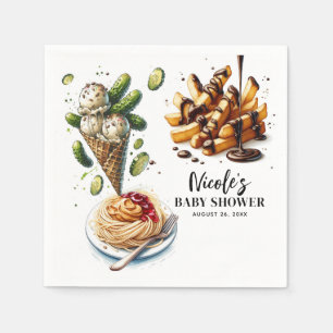 Ice Cream & Pickles Weird Cravings Baby Shower Napkin