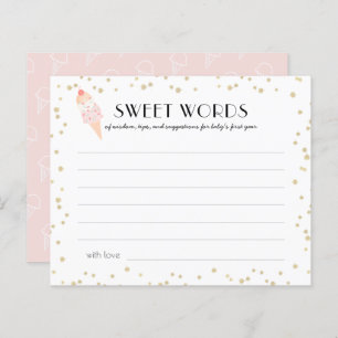 Ice Cream Pink Baby Shower Sweet Words of Wisdom