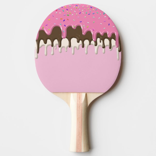 Ice cream pink frosting candy sprinkles icing ping pong paddle (Front)