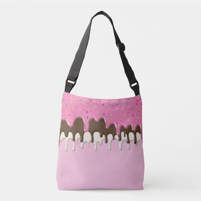 Ice cream pink frosting sprinkles drip crossbody bag (Front)