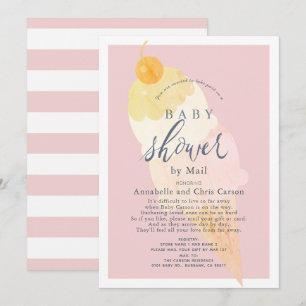Ice Cream Pink Girl Baby Shower by Mail Invitation