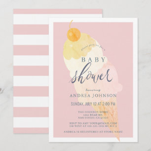Ice Cream Pink Girl Baby Shower Invitation