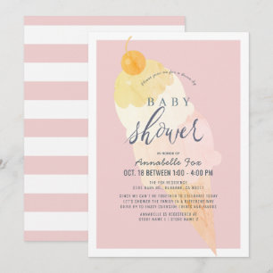 Ice Cream Pink Girl Drive-by Baby Shower Invitation