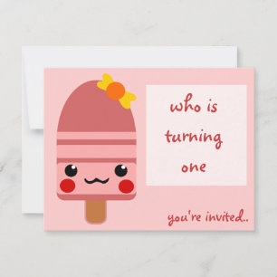 ice cream pink invitation