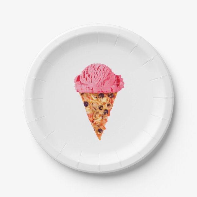 Ice Cream Pizza Paper Plate (Front)