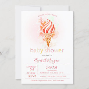 Ice cream Polka Dots Baby Shower Invitation