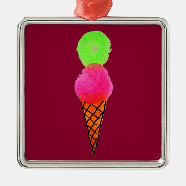 Ice cream pop art metal tree decoration (Front)