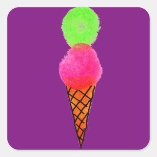 Ice cream pop art square sticker