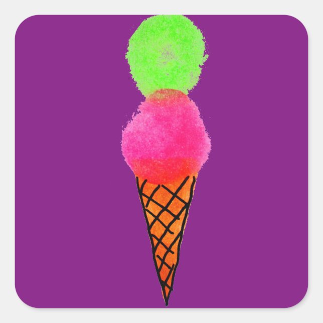 Ice cream pop art square sticker (Front)