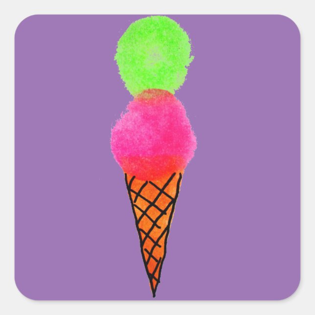 Ice cream pop art square sticker (Front)
