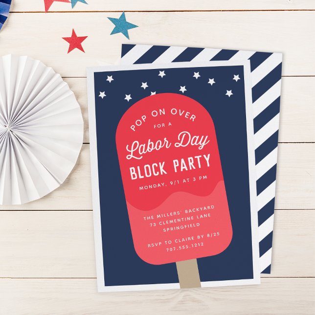 Ice Cream Pop Labour Day Weekend Party Invitation (Creator Uploaded)