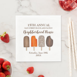 Ice Cream Pops Bars Popsicle Creamsicle Picnic Napkin