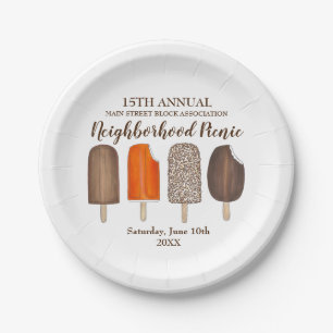 Ice Cream Pops Bars Popsicle Creamsicle Picnic Paper Plate