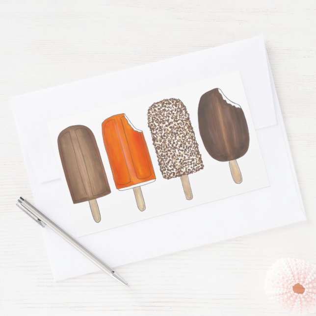 Ice Cream Pops Bars Popsicle Creamsicle Picnic Rectangular Sticker (Envelope)