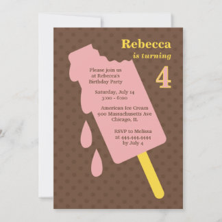 Ice Cream Popsicle Birthday Party Invitation