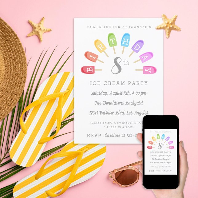 Ice Cream Popsicle Birthday Party Invitation (Creator Uploaded)