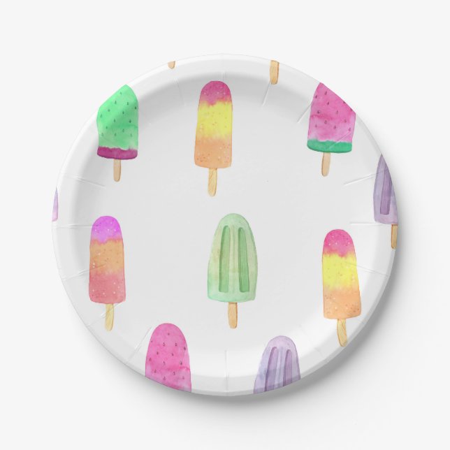 Ice Cream Popsicle Paper Plate (Front)