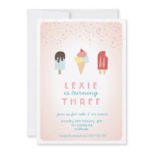 Ice Cream & Popsicle Summer Invitation Pink
