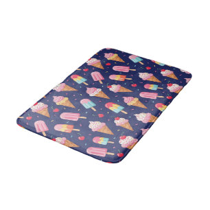 Ice cream, popsicles and cherries pattern bath mat