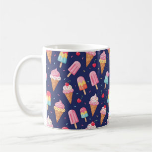 Ice cream, popsicles and cherries pattern coffee mug