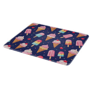 Ice cream, popsicles and cherries pattern cutting board
