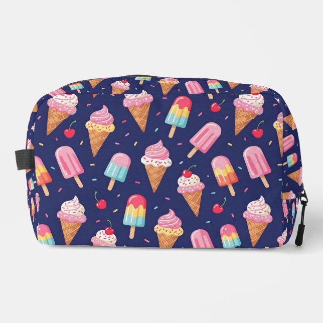 Ice cream, popsicles and cherries pattern dopp kit (Front)