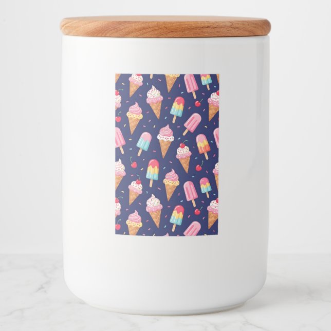 Ice cream, popsicles and cherries pattern food label (Front)