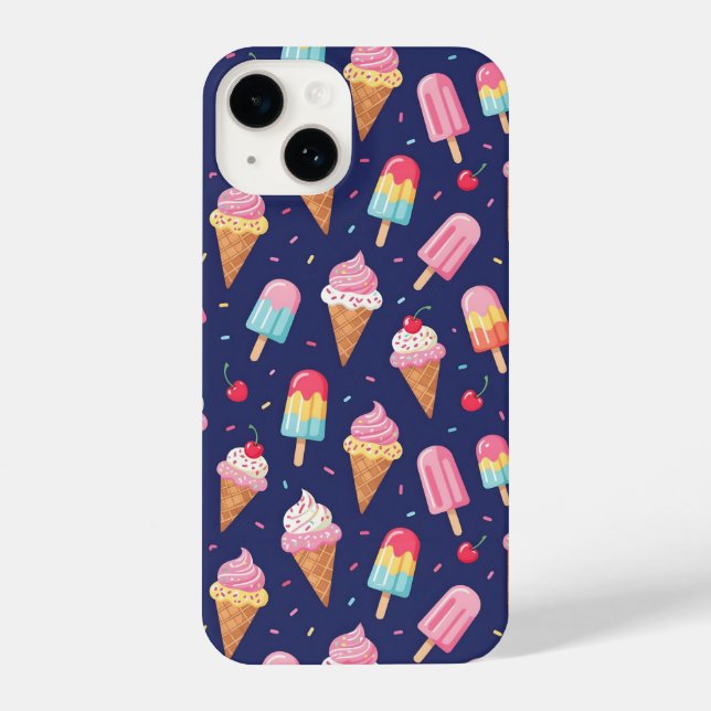 Ice cream, popsicles and cherries pattern iPhone case (Back)