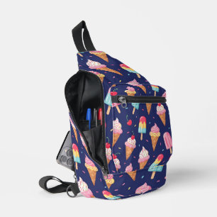 Ice cream, popsicles and cherries pattern sling bag
