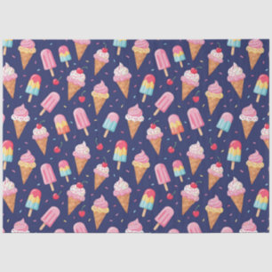 Ice cream, popsicles and cherries pattern tissue paper