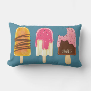 Ice Cream Popsicles custom name throw pillows