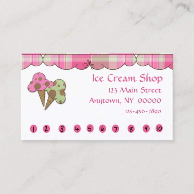 Ice Cream Punch Card (Front)