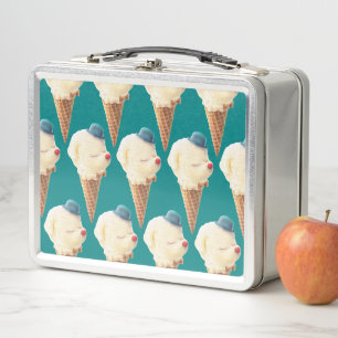 Ice Cream Puppy Pattern Metal Lunch Box
