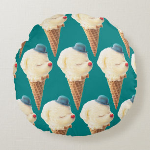 Ice Cream Puppy Pattern Round Cushion