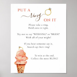 Ice cream Put a ring on it  Bridal Shower Game Poster
