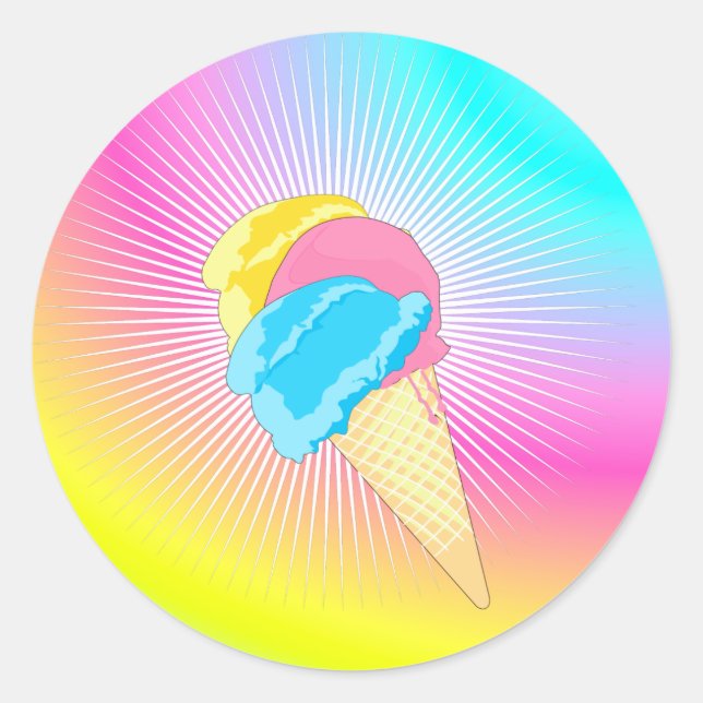 ice cream rainbow classic round sticker (Front)