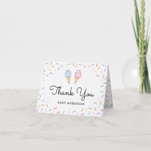 Ice Cream Rainbow Sprinkles Baby  Thank You Card