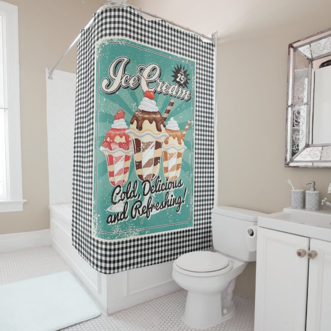 Ice Cream Retro Shower Curtain (In Situ)