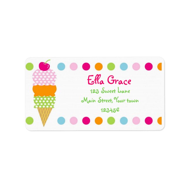 Ice cream Return Address Labels Envelope Seals (Front)