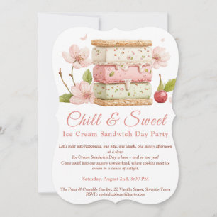 Ice Cream Sandwich Day Watercolor Invitation 