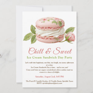 Ice Cream Sandwich Day Watercolor Invitation 