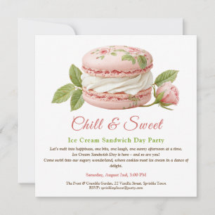 Ice Cream Sandwich Day Watercolor Invitation 