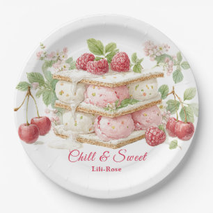 Ice Cream Sandwich Day Watercolor Paper Plate