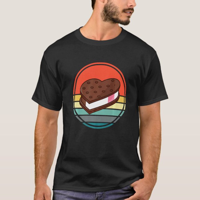 Ice Cream Sandwich Valentines He Retro Sunset T-Shirt (Front)