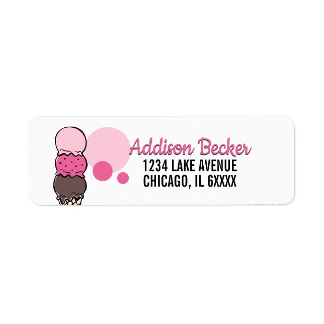 Ice Cream Scoop Birthday Address Label (Front)