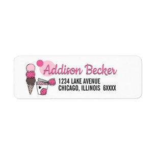 Ice Cream Scoop Birthday Address Label