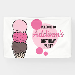 Ice Cream Scoop Birthday Party Banner