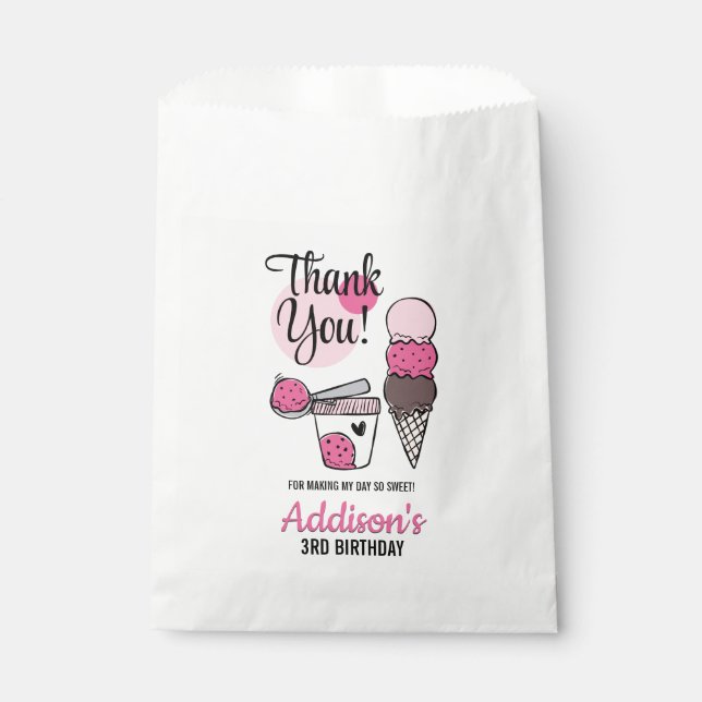Ice Cream Scoop Birthday Party Favour Bags (Front)